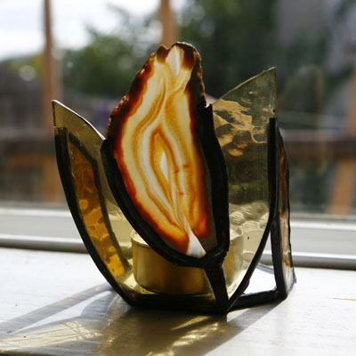 Piece of Stained Glass - Geode Candle Holder